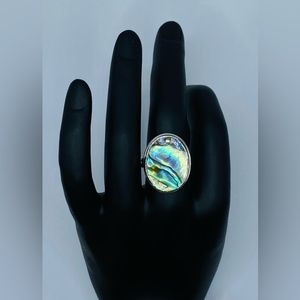 NWT Abalone Shell Solitaire Ring In Sterling Silver